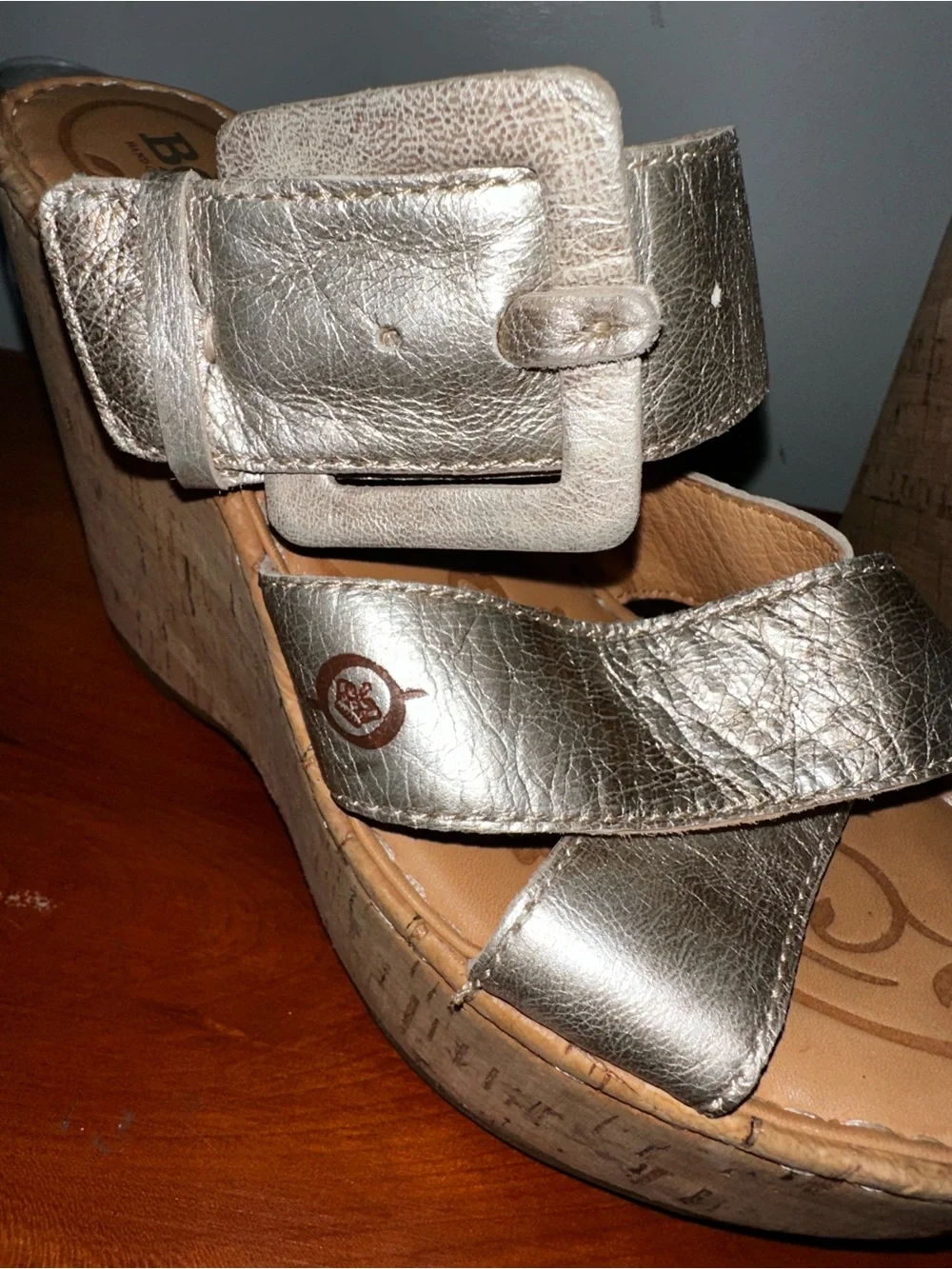Born Metallic Cork Wedge Sandals for Women